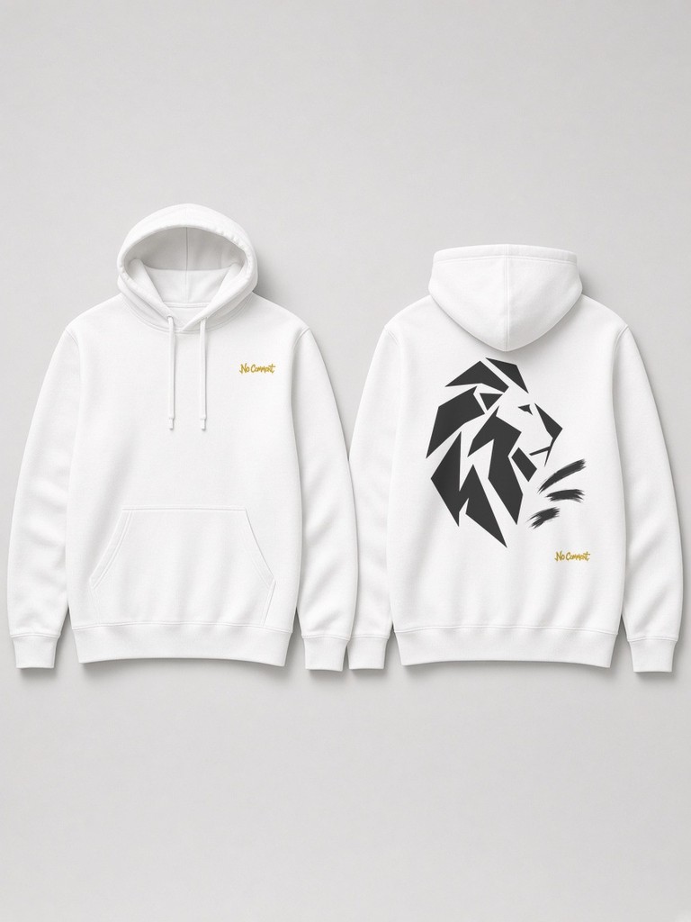 Abstract lion side back-print hoodie by No Comment