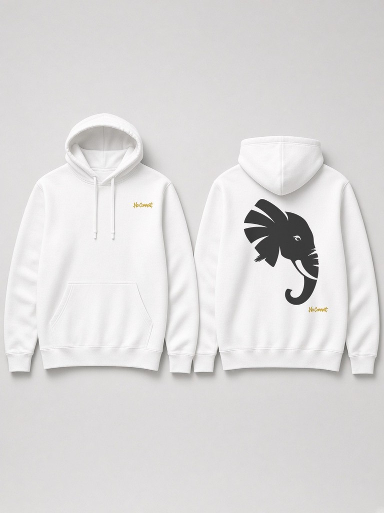 Abstract elephant side back-print hoodie by No Comment