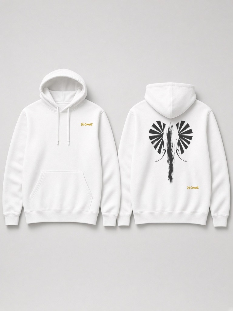 Abstract elephant front back-print hoodie by No Comment