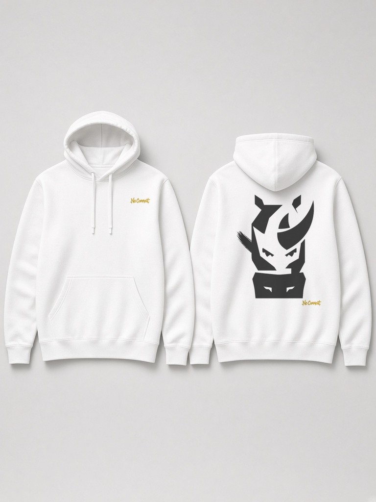 Abstract rhino front back-print hoodie by No Comment