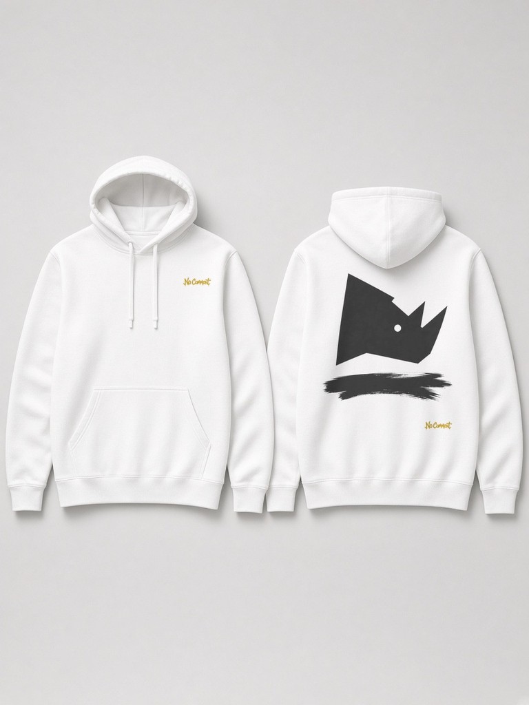 Abstract rhino side back-print hoodie by No Comment