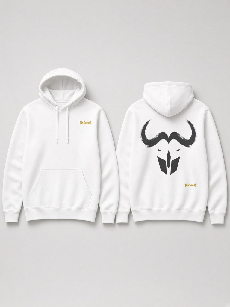 Abstract cape buffalo back-print hoodie by No Comment